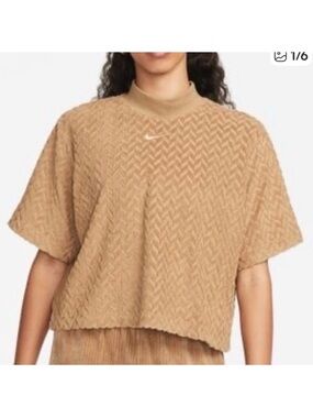 NIKE‎ Jacquard Terry Center Swoop Boxy Top Size XS